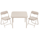 Garvee Boys and Girls Folding Table and Chairs Set of 3, Portable Table and Chair with PU Soft Cushion, Suitable for Eating, Reading and Playing, Beige - Beige