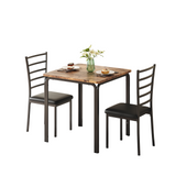 Garvee Small Square Dining Table Set for 2, Space Saving Wood Dinette with Upholstered Seats, Ideal for Kitchen, Dining Room, Home Office, Brown - Brown