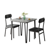 Garvee Dining Table Set for 2, Space-Saving Wood Modern Dinette, Upholstered Seats, Metal Frames, Ideal for Small Spaces, Home Office, Breakfast Nook, Grey - Grey