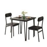 Garvee Small Dining Table Set for 2 with Upholstered Chairs, 3 Piece Modern Dinette Set Ideal for Dining Living Room Office Apartment Kitchen Small Space, Black - Black