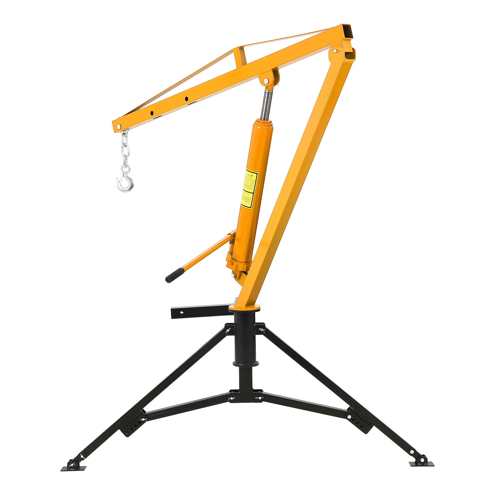 yellow truck crane boom prepared for lifting heavy cargo