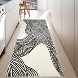 Garvee Modern Black & White 2x6 Entryway Runner, Curve Striped Low Pile Non Slip Washable Rug for Hallway Laundry Bedroom - Black & White
