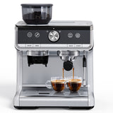 Garvee 20 Bar Espresso Machine with PID Control and Integrated Grinder - Stainless Steel 3-in-1 Coffee Maker Set - Milk Frother Steam Wand - 95oz Detachable Water Tank - Home Barista for Cappuccino, Latte, Espresso - Silver Electroplating - Silver Electroplating