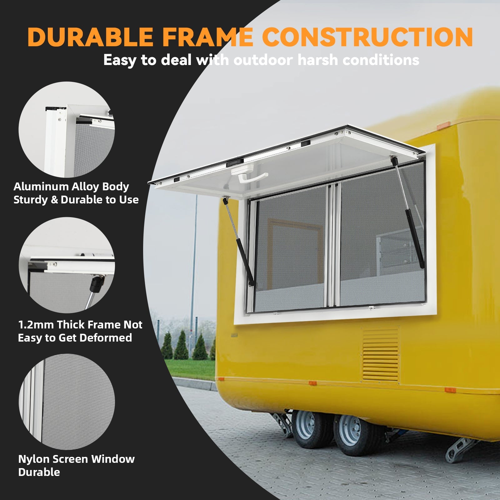 Durable aluminum alloy concession window construction