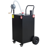 Garvee 45 Gallon Portable Gas Caddy Gasoline Diesel Can Hand Siphon Pump With Rolling Flat-Free Solid Rubber Wheels for Boat, Atv, Car, Motorcycle - Black - Black