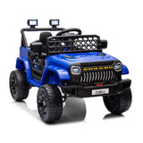 Garvee 12V Kids Ride On Truck for Toddles age 3+,with 2.4G Remote Control, Spring Suspension, Battery Display, LED Lights, Music, Battery Powered Ride on Car - Dark Blue - Dark Blue