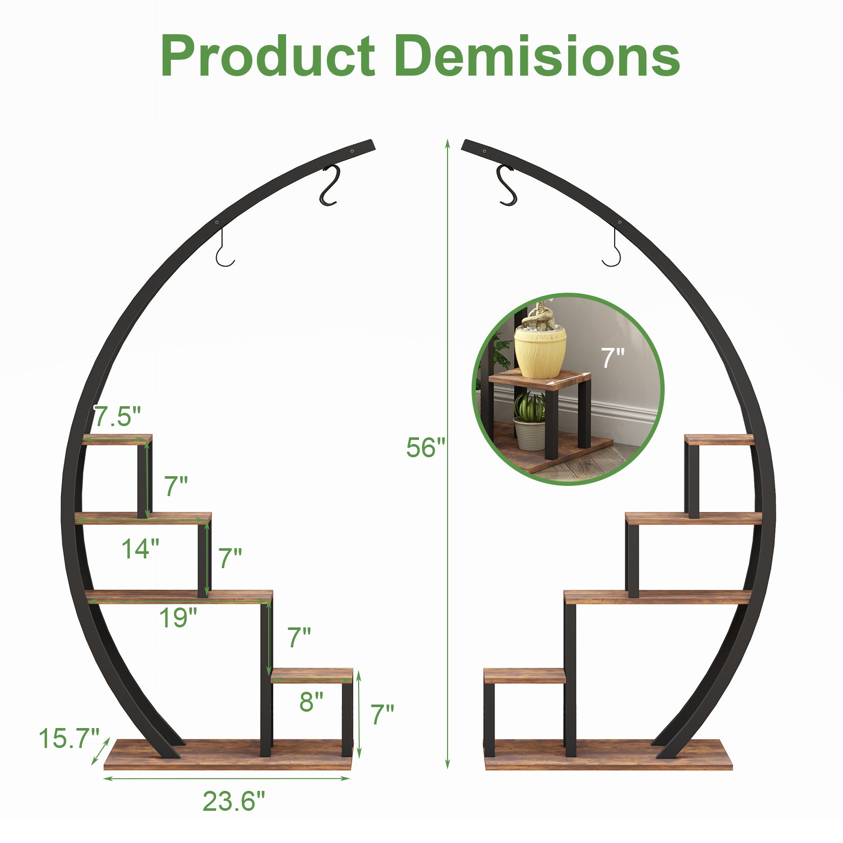 Garvee half moon plant stand used as multifunctional storage for plants books and decorations