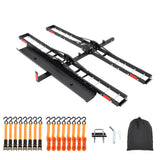 Garvee Heavy Duty 500 LB Motorcycle Hitch Carrier with Ramp, Steel Dirt Bike Hauler Rack, 2” Receiver, Fits 5.5” Wide Tires, Black Dual Dirt Bike Carrier
