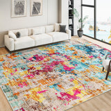 Garvee Large Area Rugs for Living Room, 6x9 Colorful Modern Abstract Washable Bedroom Rug Non-Slip Low Pile Area Rug Throw Carpet for Dining Room Home (Colorful Multi, 6'x9') - Colorful