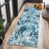 Garvee Runner Rugs 2x8, Washable Abstract Non-Slip Hallway Runners for Kitchen Laundry Room, Ultra-Thin Soft Rug Runners for Entryway Bedroom, Blue - Blue