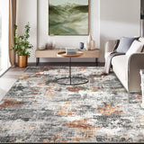 Garvee Modern Abstract 6x9 Living Room, Washable Rug Non-Slip Soft Bedroom Area Rug Faux Wool Floor Carpet Throw Rugs for Dining Room Nursery Playroom Indoor Office Home Decor, Grey/Rust - Grey & Rust