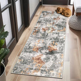 Garvee 2x6 Runner Rug, Modern Abstract Washable Non-Slip Rug for Entryway Kitchen Laundry Room, Grey/Rust, 2'x6' - Grey & Rust