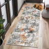 Garvee 2x6 Runner Rug, Modern Abstract Washable Non-Slip Rug for Entryway Kitchen Laundry Room, Grey/Rust, 2'x6'