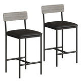 Garvee Bar Stools Set of 2, Counter Height with Footrest, PU Upholstered, Metal Frame, Easy Assembly, for Kitchen Island Dining Room, Gray - Grey