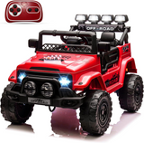 Garvee Ride - P Series: 12V Electric Ride on Truck Car For Kids Age 3+, Remote Control, Twin 25W Motors 3.1MPH Max Speed, Bluetooth USB Music Player, 4 Wheels Suspension LED Lights Safety Belt, Gift for Boy & Girl - Red - Red