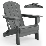 Garvee Folding Adirondack Chair, Outdoor Wooden Lounge Chair, Modern Lounger Adirondack Chair Ergonomic Extended Backrest - Grey