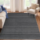 Garvee Modern Striped Washable Area Rug - Low Pile Non-Slip Contemporary Carpet - Soft, Collapsible, Mark Resistant Floor Mat for Living Room, Bedroom, Dining Room, Home Office - Black, 10x13ft (305x396cm) - Striped|Black