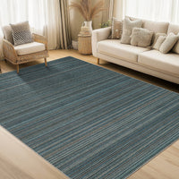 Garvee Modern Striped Washable Area Rug - Low Pile Non-Slip Contemporary Carpet - Soft, Collapsible, Mark Resistant Floor Mat for Living Room, Bedroom, Nursery, Office - Blue, 9x12ft (274x366cm)
