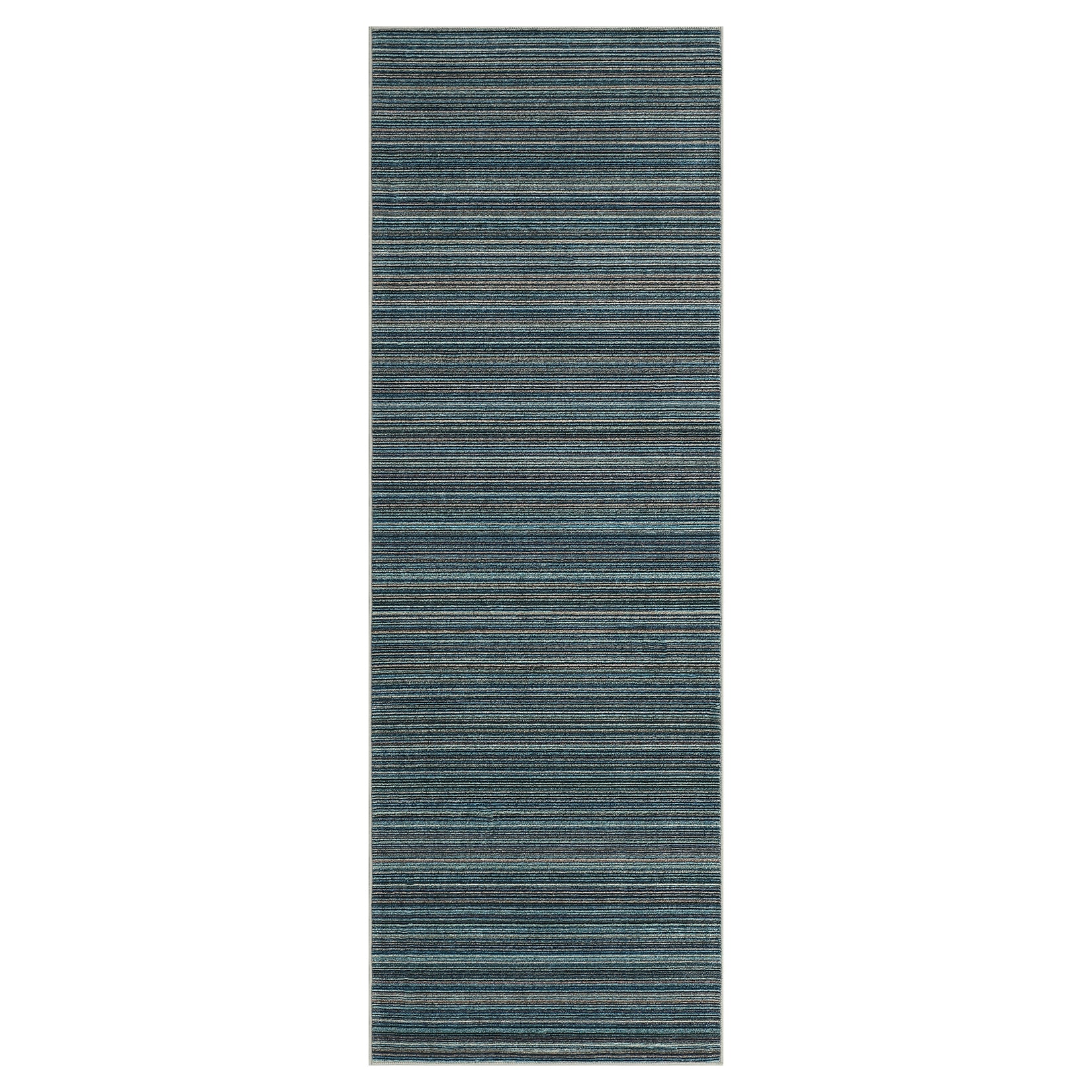 Garvee Modern Striped Washable Area Rug - Low Pile Non-Slip Contemporary Carpet - Soft, Collapsible, Mark Resistant Floor Mat for Living Room, Bedroom, Nursery, Office - Blue, 9x12ft (274x366cm)