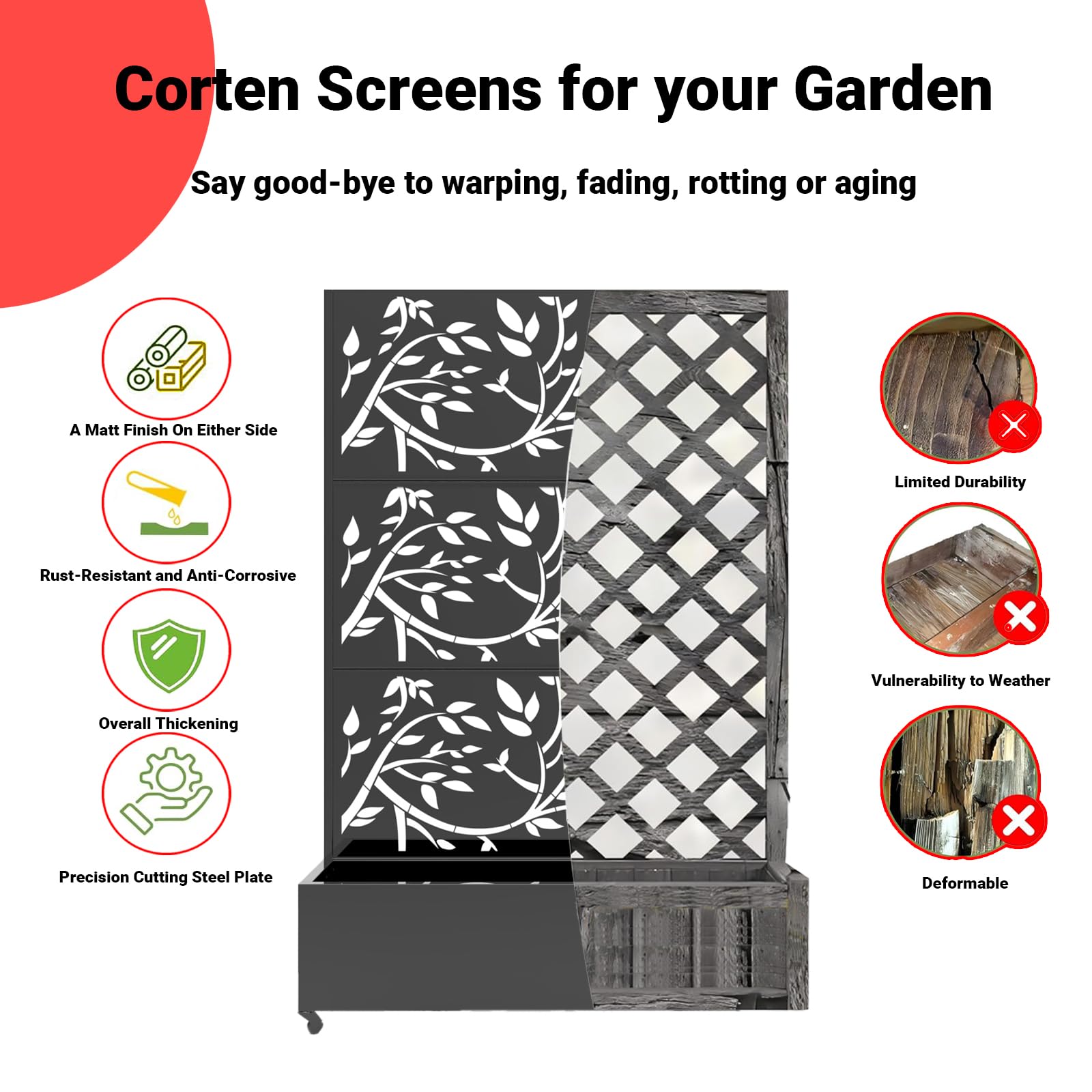 Galvanized sheet material and rust-resistant privacy screen