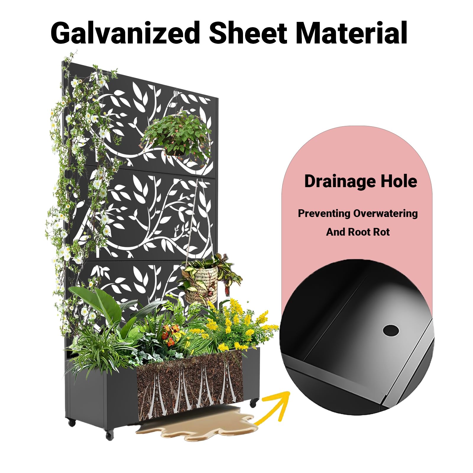 Drainage hole inside Garvee planter box