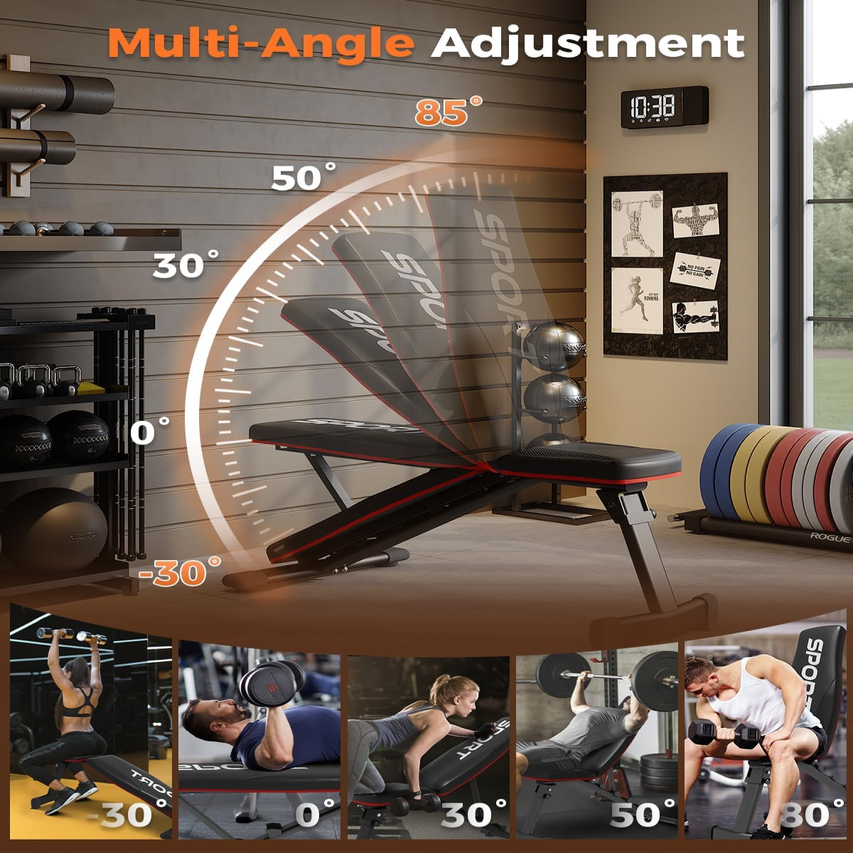 Réglage multi-angle pour les entraînements inclinés et déclinés
