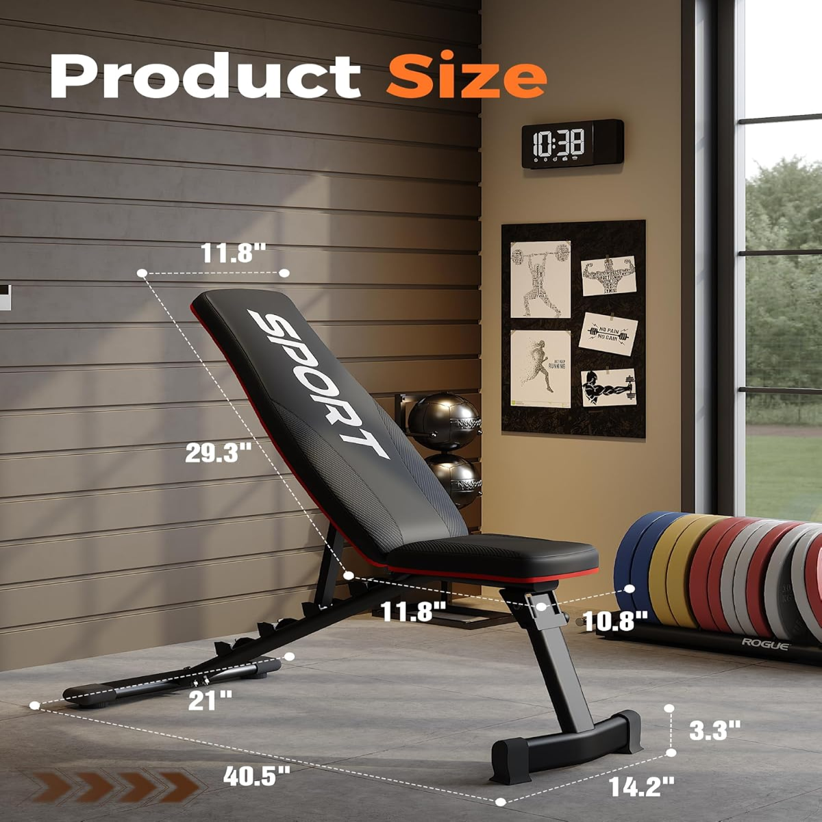 Garvee Adjustable Weight Bench 5-Level Incline Decline Foldable Strength Training Bench for Home Gym, 660LBS Capacity, Quick Adjustment, Black