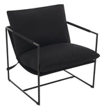 Garvee Sling Accent Chair for Living Room,Modern Metal Framed Cozy Armchair,Upholstered Living Room Chairs with Shredded Foam Cushioning, Lounge Chair for Bedroom ,Living Room,Reading Room,Black - Black
