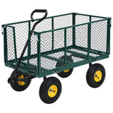 Garvee Heavy Duty Steel Garden Cart 1100 LBS Load 3-in-1 Design 10" Pneumatic Tires 180° Rotating Handle Removable Sides for Farm Yard - Green