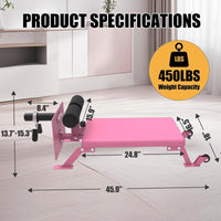 Garvee Banc de Musculation Réglable Ischio-jambiers et Fessiers avec Roues pour Gymnastique à Domicile 116,6x45,7x34,8 cm Rose