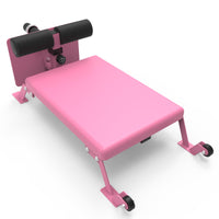 Garvee Banc de Musculation Réglable Ischio-jambiers et Fessiers avec Roues pour Gymnastique à Domicile 116,6x45,7x34,8 cm Rose