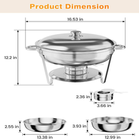 Garvee 4 Pack 5 QT Stainless Steel Chafing Dishes with Lid for Buffet Parties Weddings Events Silver