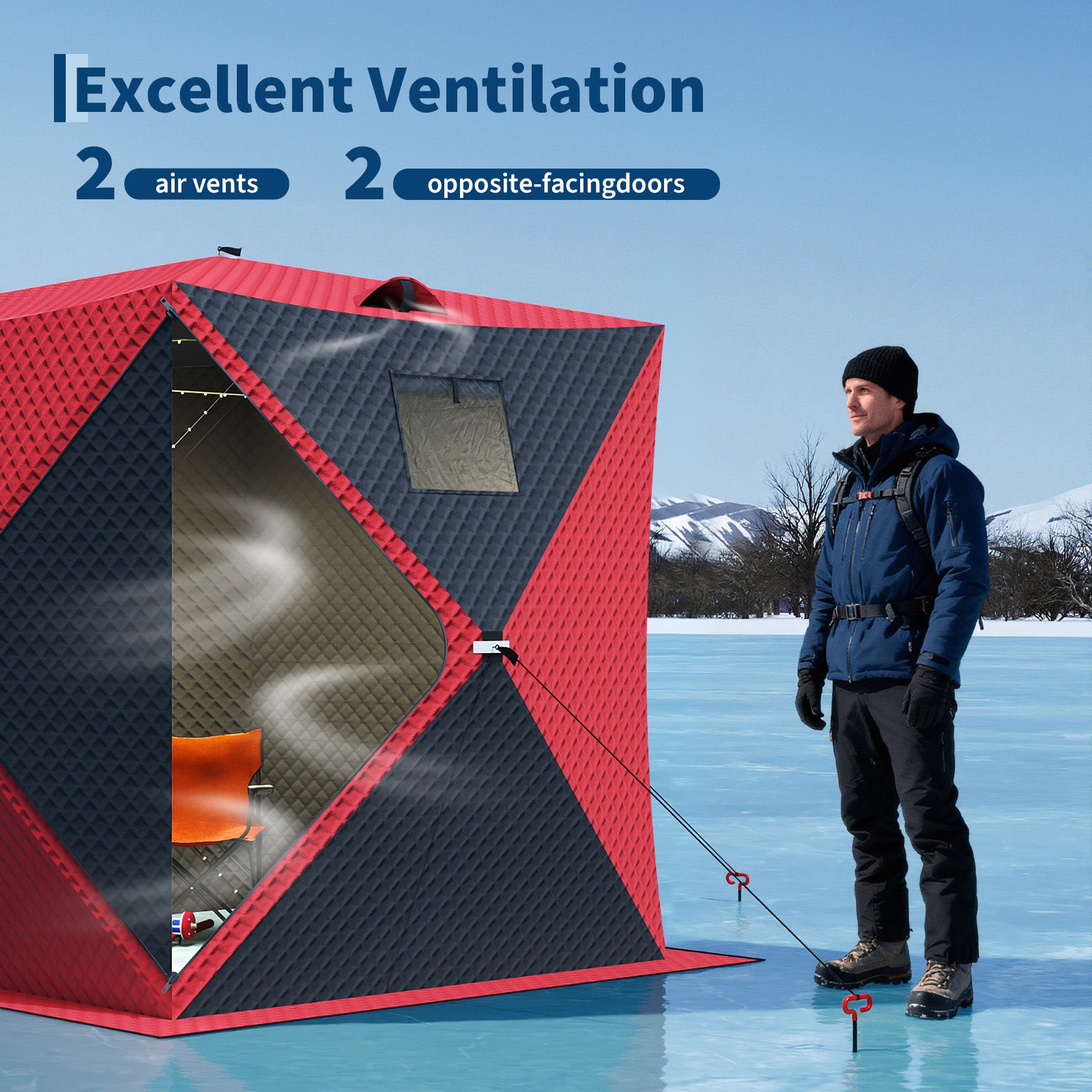 Excellent ventilation with air vents and opposite-facing doors