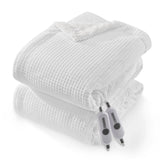 Garvee Electric Blanket King Size with Dual Control, Waffle Heated Blankets with ETL Certified, Soft Flannel, 4 Heat Levels, 10 Hours Auto Off, White, 90"x100" - White