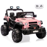 Garvee 12V Kids Electric Ride-On Truck Car – 2x550W Motors, Remote Control, 3 Speeds, Spring Suspension, LED Lights, Music, Safety Belt – Battery Powered Vehicle for Children Ages 2-8, Pink - Pink