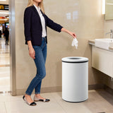 Garvee 10.6 Gallon Stainless Steel Trash Can, 40L Commercial Garbage Can with Removable Inner Bucket, Open Top Round Recycling Bin for Kitchen, Office, Restaurant & Hotel - White