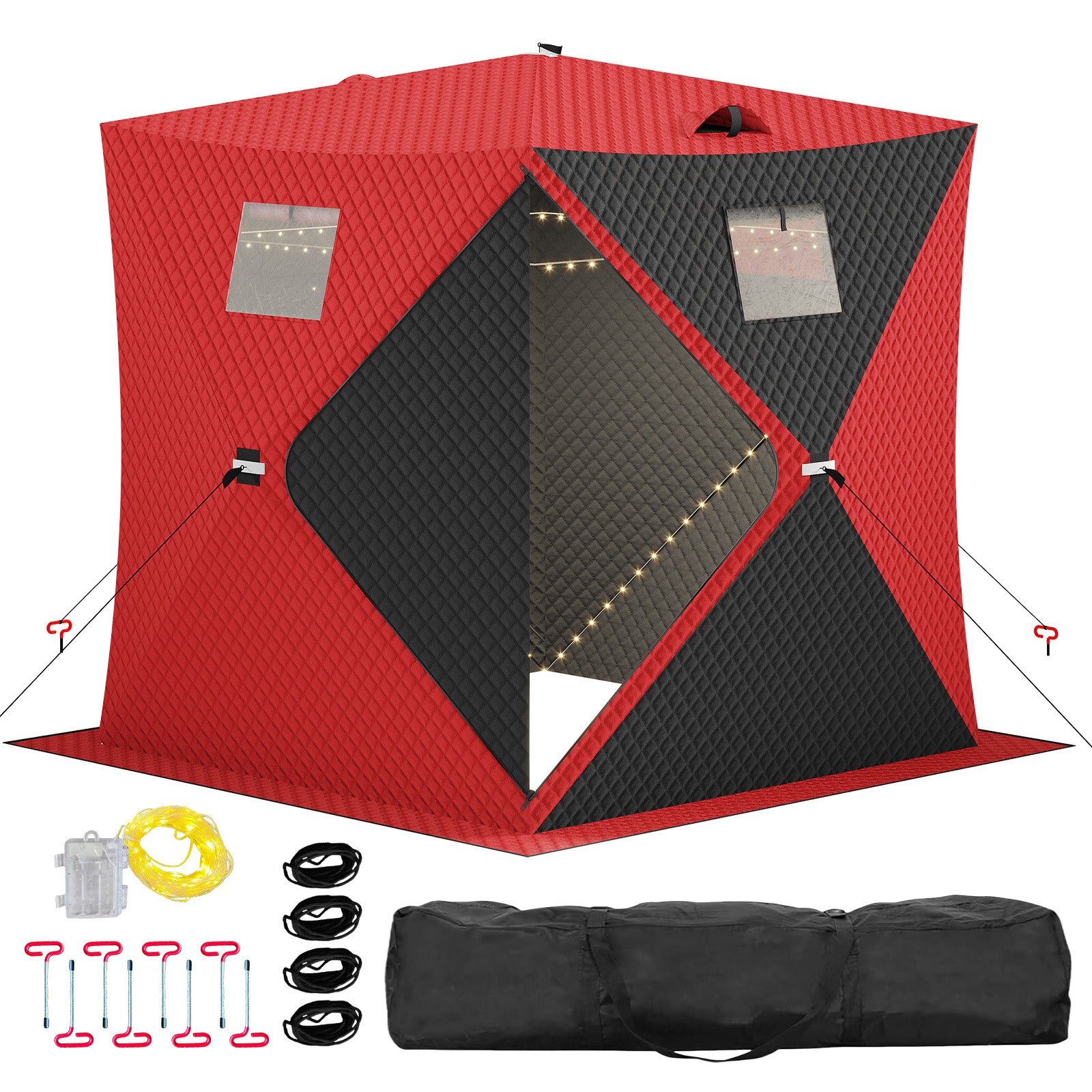 Complete kit with carry bag, ropes, anchors and light strip
