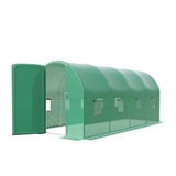 Garvee Walk-in Greenhouse Tunnel 15x6.5x6.5ft,Galvanized Steel Tunnel Greenhouse with Doors and Window,Garden Hot House for Home Gardening Seed Germination - Green (Open Door)