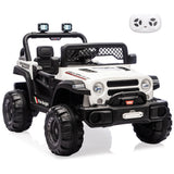 Garvee 12V Kids Electric Ride-On Truck – Dual Motors, 3 Speeds, Remote Control, Spring Suspension, LED Lights, Music, Safety Belt, Storage – Battery Powered Car Toy for Boys & Girls Ages 2-8, White - White