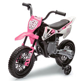 Garvee Ride - P Series: 12V Kids Electric Dirt Bike, 25W*2 Motor, Twist Grip Throttle, Spring Suspension, Training Wheels, Ride-On Toy - Pink - Pink