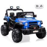 Garvee 12V Kids Electric Ride-On Truck – Dual Motors, 3 Speeds, Remote Control, Spring Suspension, LED Lights, Music, Safety Belt, Storage – Battery Powered Off-Road Toy Vehicle for Boys & Girls Ages 2-8, Blue - Blue