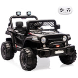 Garvee 12V Kids Electric Ride-On Truck – Dual Motors, 3 Speeds, Remote Control, LED Lights, Music, Spring Suspension, Safety Belt, Storage – Battery Powered Off-Road Car Toy for Boys & Girls Ages 2-8, Black - Black