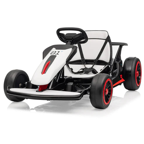 Garvee Ride - G Series: 6+,24V Drift Kart with 2X150W Strong Motor, 7AH Big Battery, Electric Pedals, Electric Go Kart Outdoor Race Toy - White