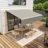 Garvee Manual Retractable Awning 10'x8' Waterproof, UV50+ Protection, Heavy-Duty Aluminum Frame, Adjustable Roll-Out, Gray, for Deck & Porch - Grey