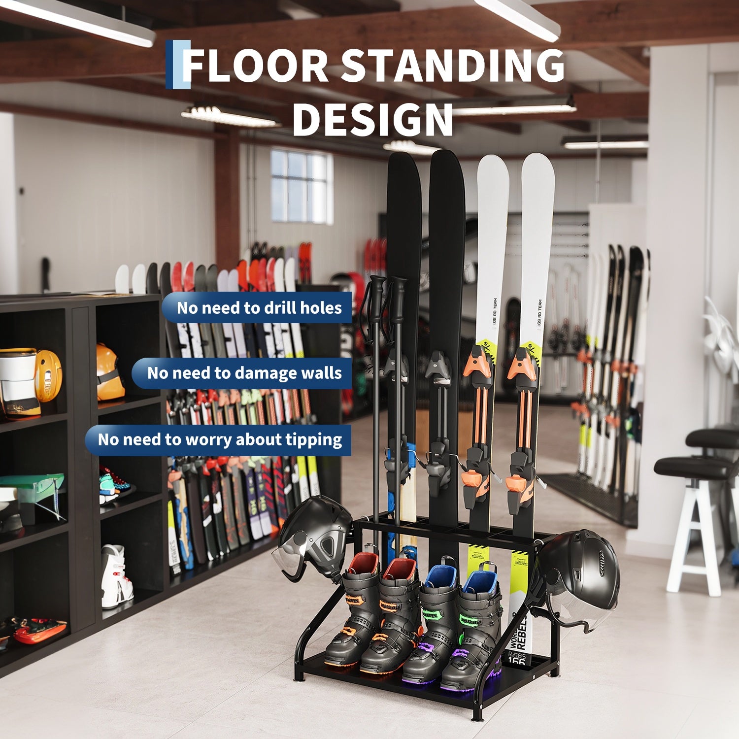 Garvee freestanding ski rack floor standing design