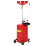 Garvee 20 Gallon Waste Oil Drain Tank, Portable Oil Drain Container, Air Operated Drainer, Fluid Fuel Transfer Drainage, Adjustable Funnel Height with Wheel &15'' Premium Bowl and a Toolbox, Red - Vintage Brown