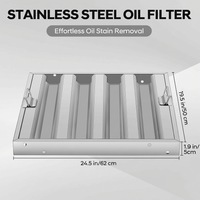 Garvee Hood Filters 19.5H x 24.5W Inch 430 Stainless Steel Commercial Kitchen Range Hood Baffle Grease Filter 4 Groove Easy to Clean