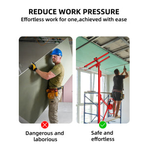 Garvee 11 ft Drywall Lift Heavy-Duty Panel Hoist With 360° Adjustable Arm Locking Wheels Black