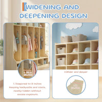 Garvee Kids Coat Locker with Bench 10 Cubbies Daycare Cubby Storage Organizer for Nursery Home School Smooth Wood Surface