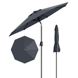 Garvee 9' Outdoor Patio Umbrella, Outdoor Table Umbrella, Market Umbrella with Push Button Tilt and Crank, 8 Sturdy Ribs UV Protection Waterproof for Garden, Deck, Backyard, Pool, Grey - Grey